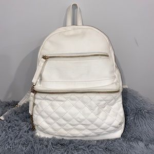 White faux leather spring backpack